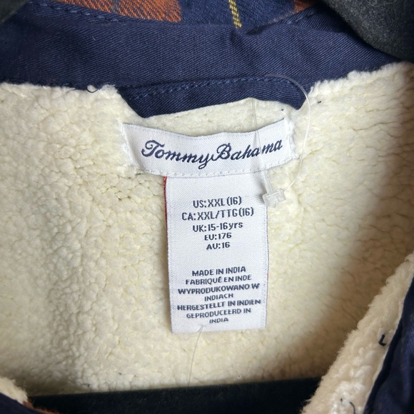 Tommy Bahama Boys Plaid Flannel Shacket Fleece Lined Snap Front NEW Size XXL 16 - Picture 2 of 7